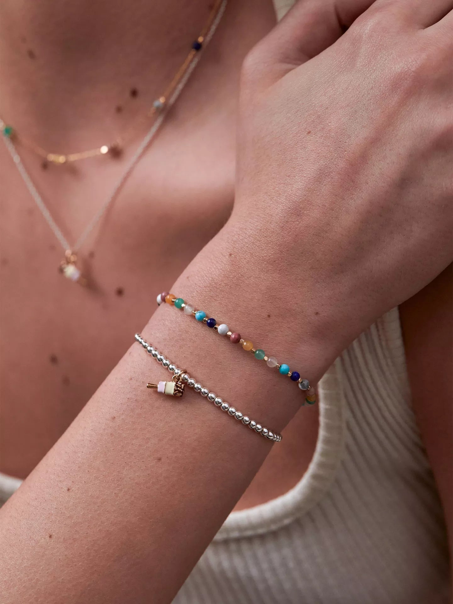 Amelia Bracelet Gold Plated- Multi Gemstone