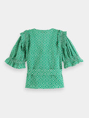 Wrap top with broderie anglaise