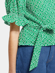 Wrap top with broderie anglaise