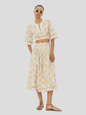 Embroidered midi skirt