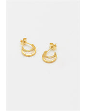 Pave Curl Hoops Gold