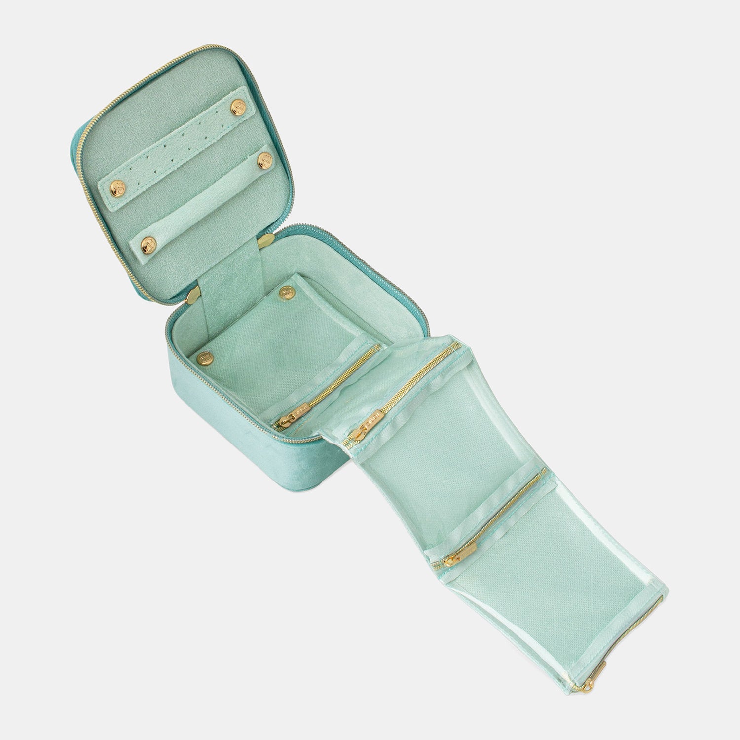 Luxe Velvet Jewellery Cube- Seafoam
