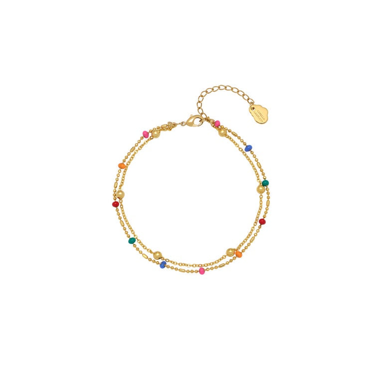 Double Chain Rainbow Enamel Beaded Bracelet