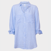 Hut Linen Shirt- Baby Blue Stripe