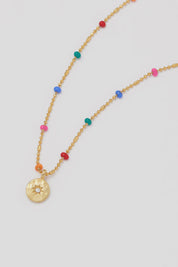 Rainbow Beaded Pendant Necklace