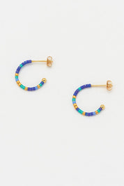 Night Sky Beaded Hoop Earrings- Yellow Gold
