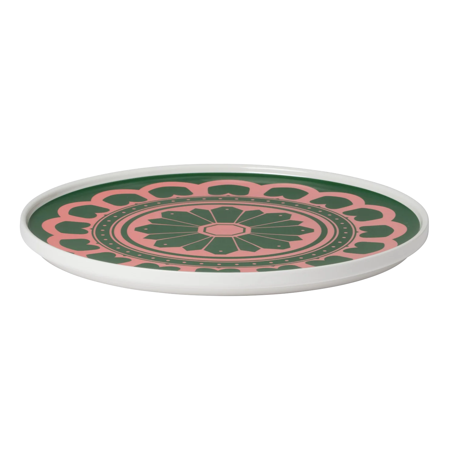 Green & Pink Flower Plate