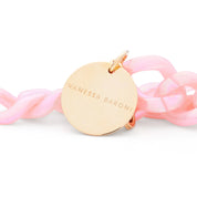 Mini Flat Chain Bracelet - Iridescent Neon Pink Marble