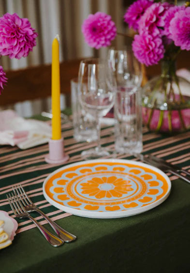 Orange & Blue Flower Plate