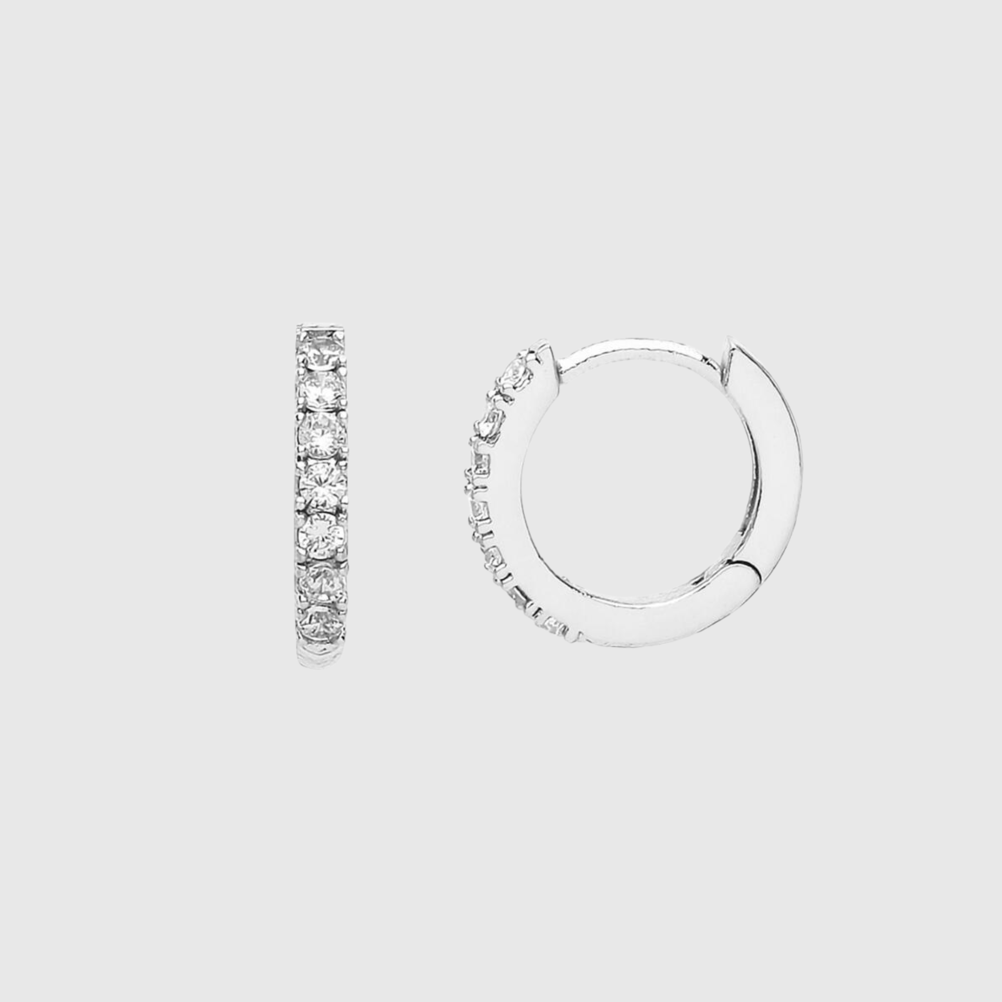 Pave Set Hoop Earrings Silver
