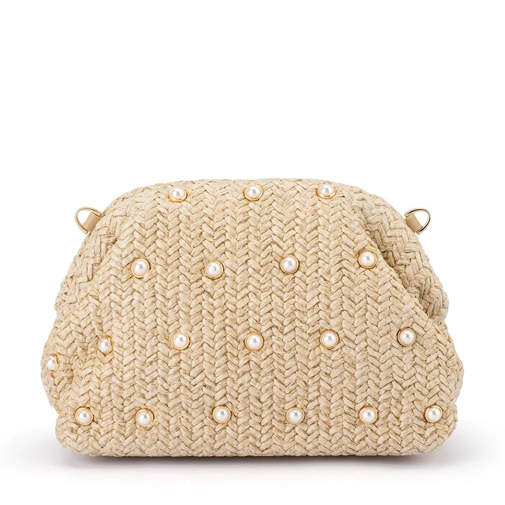 Kaia Studded Woven Clutch