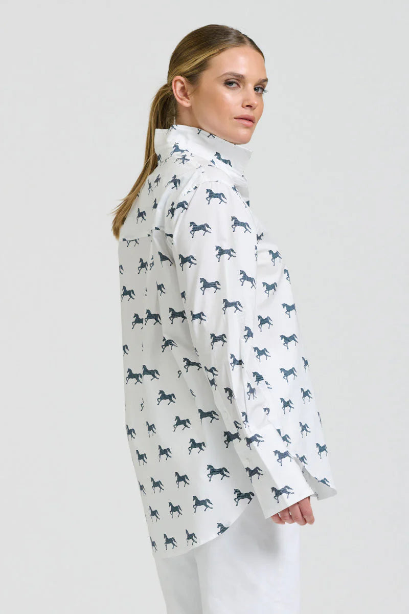 Elodie Girlfriend Shirt- Navy Pony Prance