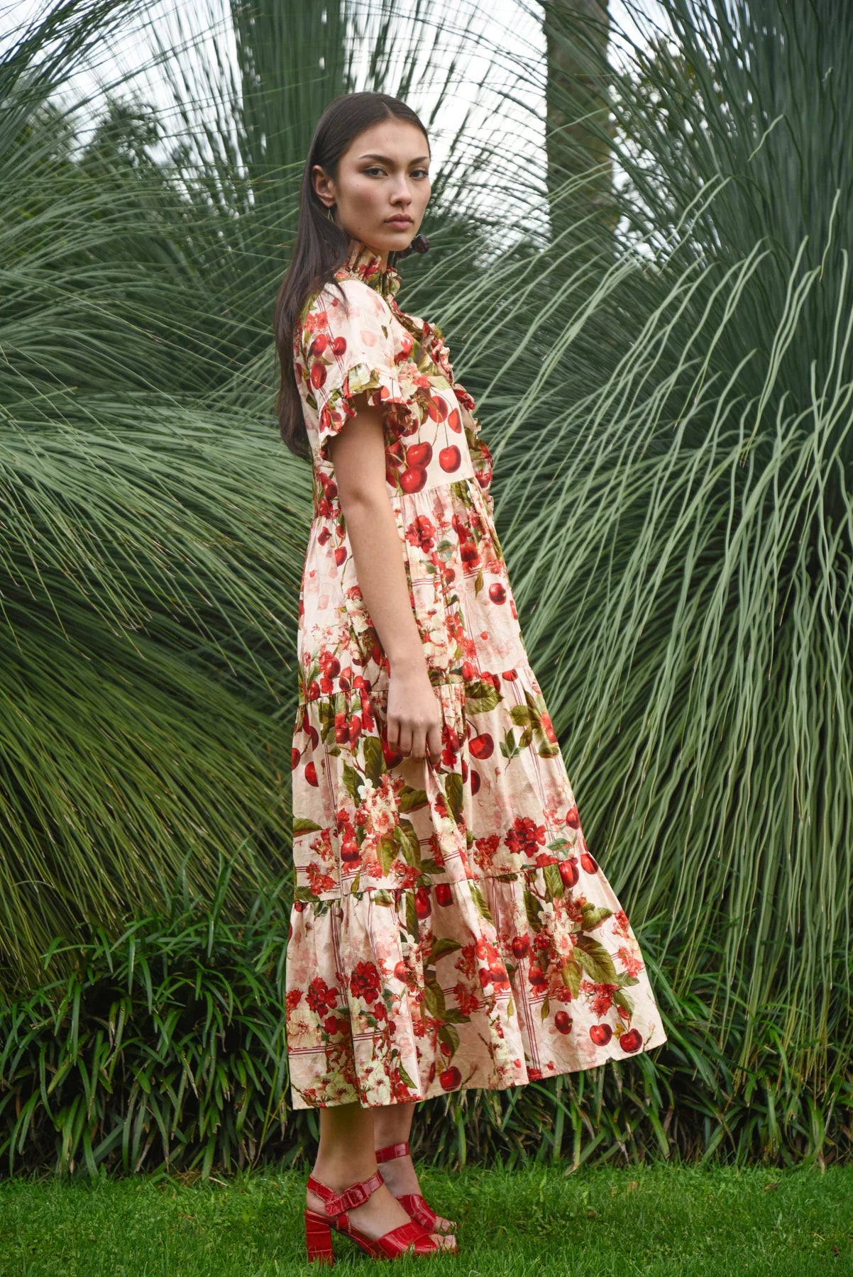 Frillaxed Dress- Cherry