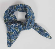 Mini Plumeria Marine Navy Silk Scarf