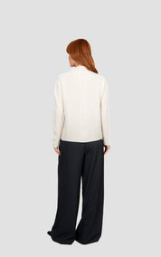 High Neck Crew Pullover- Ivory - Presence Hamilton