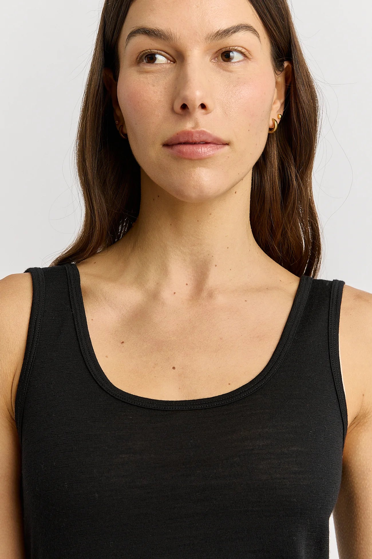 Scoop Neck Merino Tank - Black - Presence Hamilton