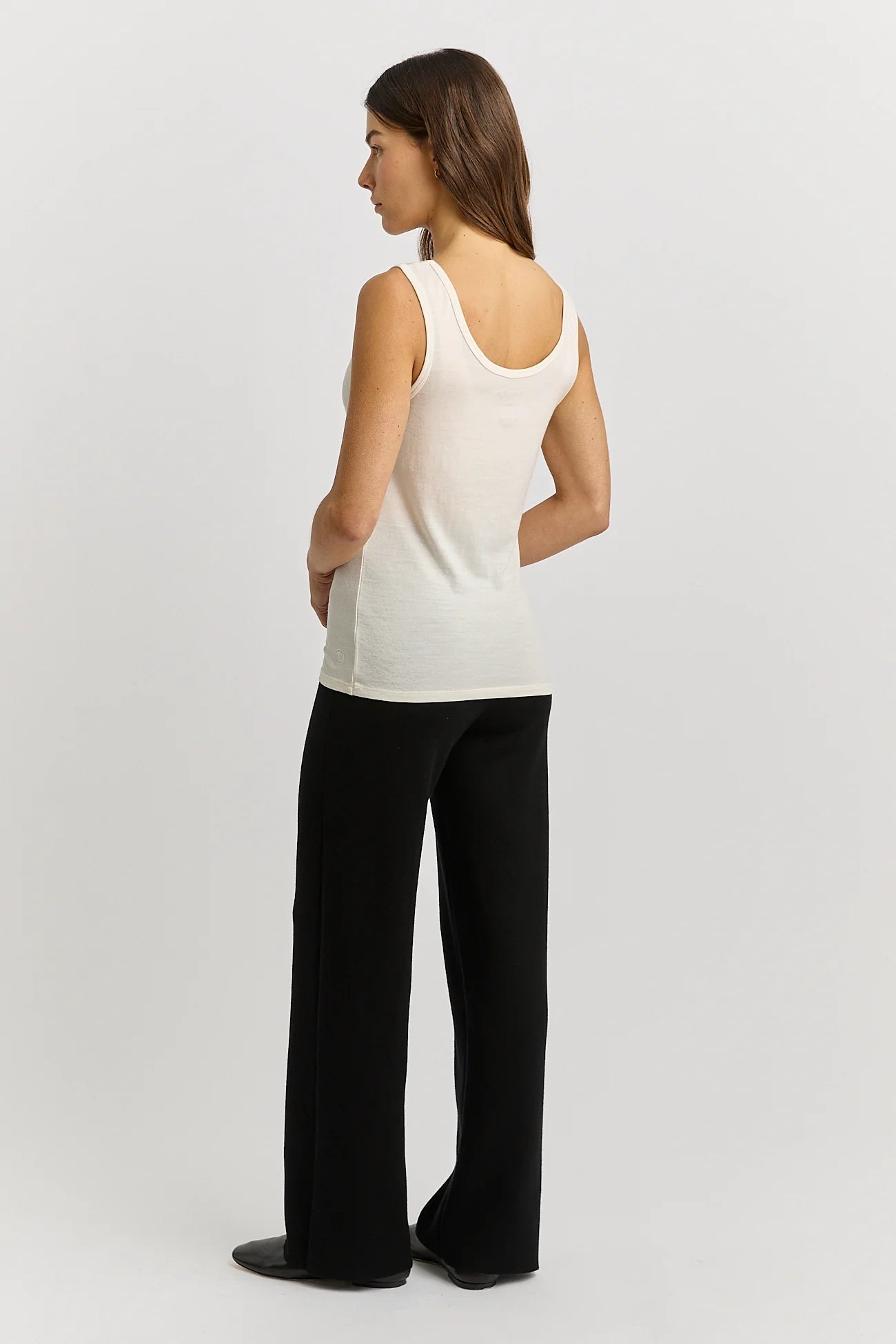 Scoop Neck Merino Tank - Warm White - Presence Hamilton