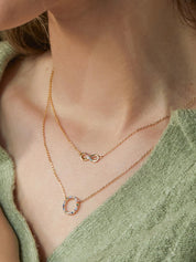 Multi CZ Circle Necklace- Gold Plated