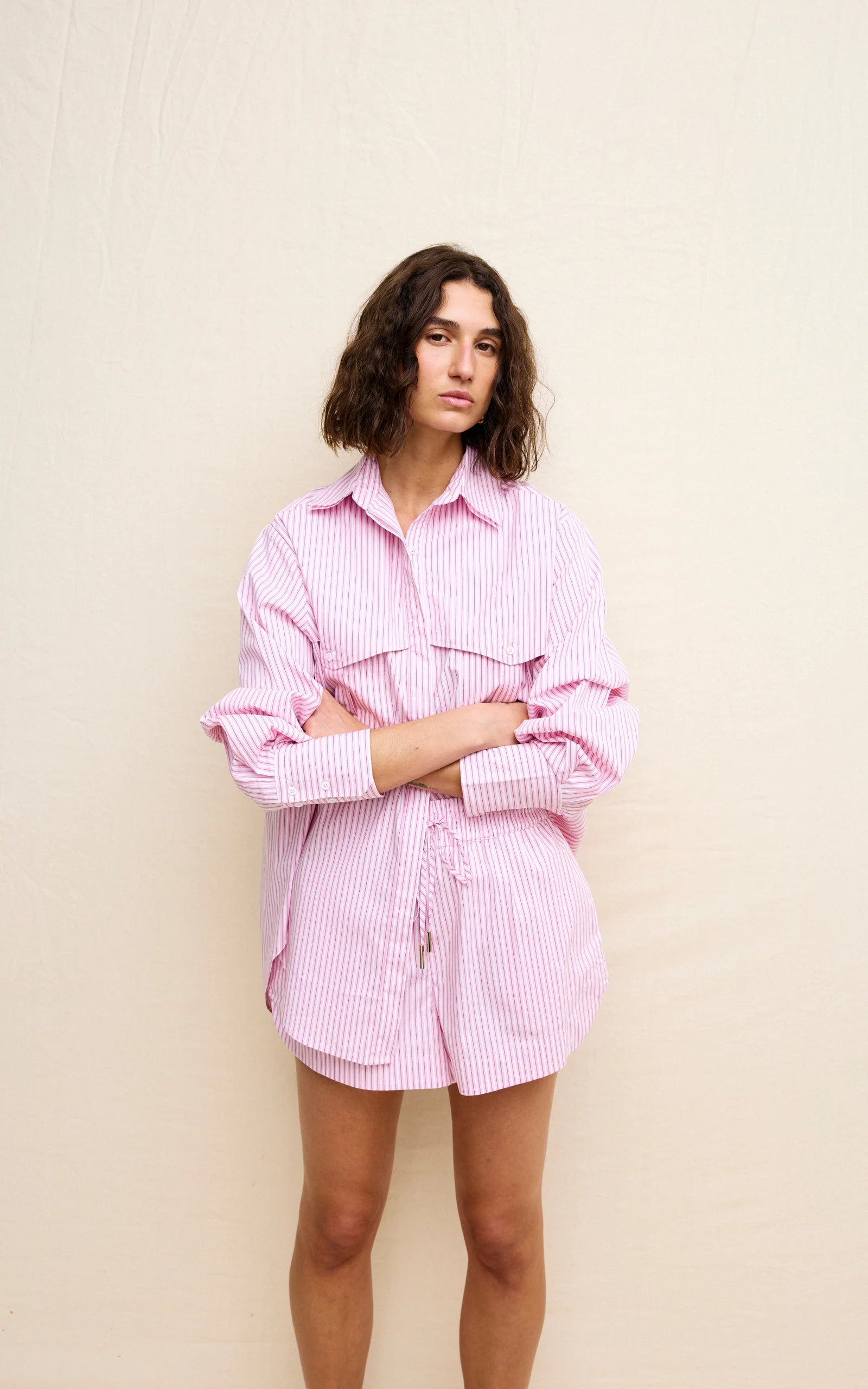 Riley Shirt - Pink Pinstripe
