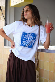 Stevie Slouchy Tee- Palm Scarf Print