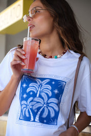 Stevie Slouchy Tee- Palm Scarf Print