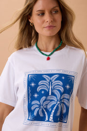 Stevie Slouchy Tee- Palm Scarf Print