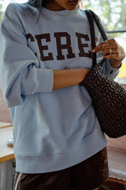 Isla Oversized Slouchy Crew - Chalk Blue - Presence Hamilton