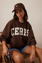 Isla Oversized Slouchy Crew - Chocolate - Presence Hamilton