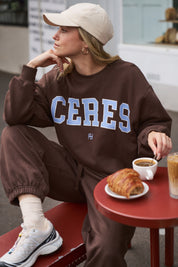 Isla Oversized Slouchy Crew - Brunette Brown - Presence Hamilton