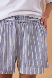 Mila Short - College Blue Ladder Stripe
