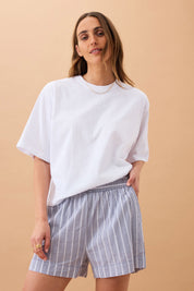 Mila Short - College Blue Ladder Stripe