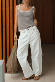 Darted Barrel Jean - Fresh Ecru