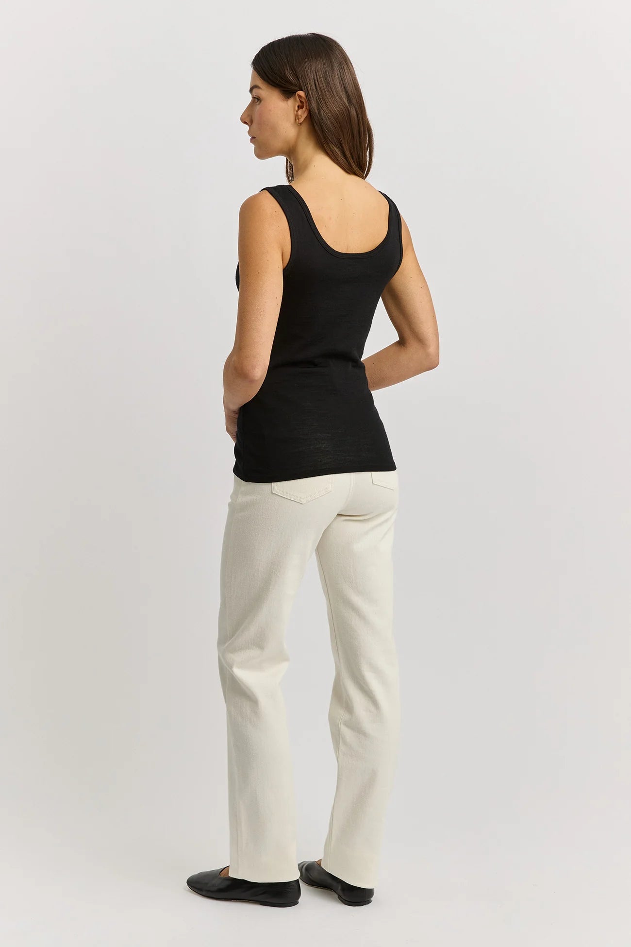 Scoop Neck Merino Tank - Black - Presence Hamilton