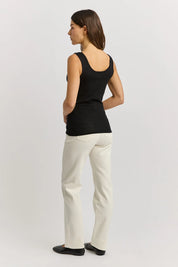 Scoop Neck Merino Tank - Black - Presence Hamilton