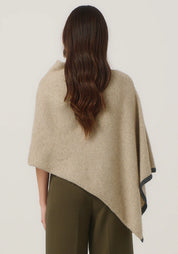 Two Tone Poncho - Latte/Slate - Presence Hamilton