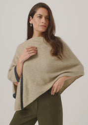 Two Tone Poncho - Latte/Slate - Presence Hamilton