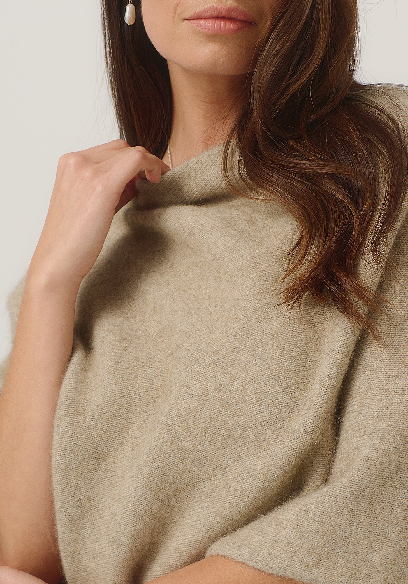 Two Tone Poncho - Latte/Slate - Presence Hamilton