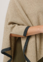 Two Tone Poncho - Latte/Slate - Presence Hamilton