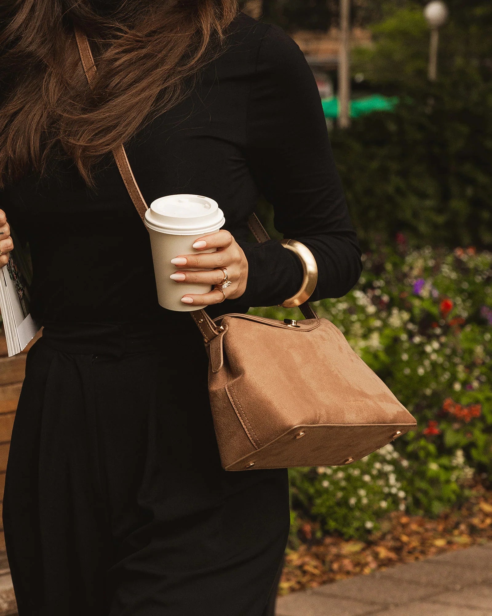 Nicole Suedette Handbag- Honey - Presence Hamilton