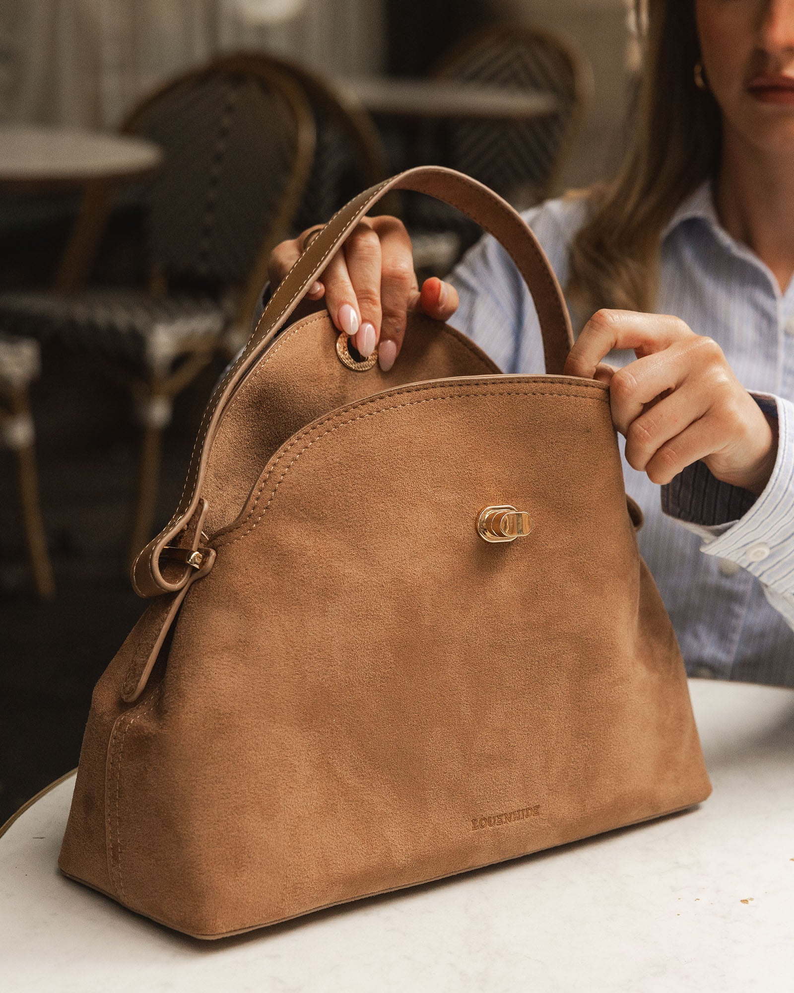 Nicole Suedette Handbag- Honey - Presence Hamilton