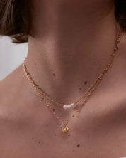 Triple Beaded Chain & Molten Pebble Necklace