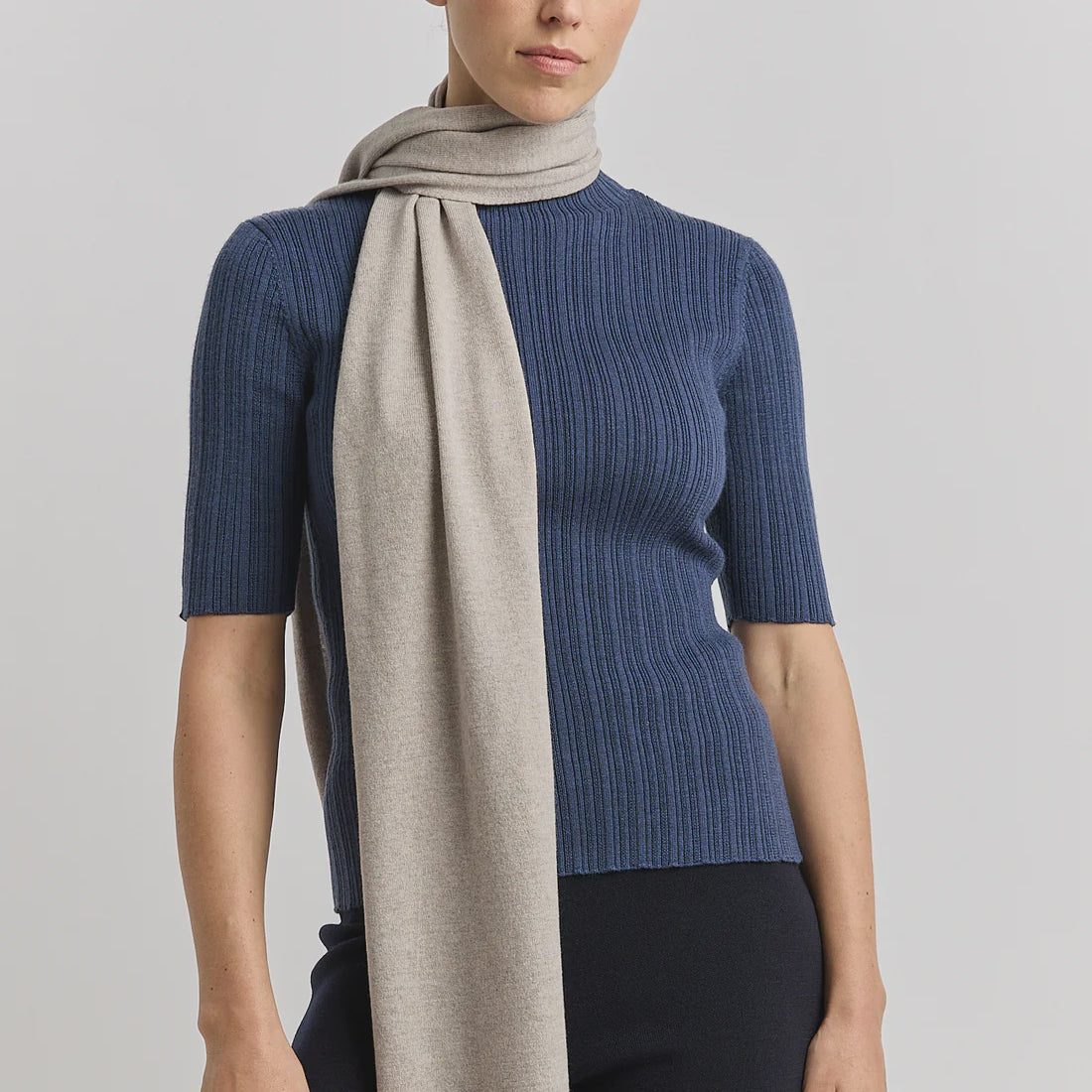 Extra Fine Merino Scarf-Light Oat - Presence Hamilton
