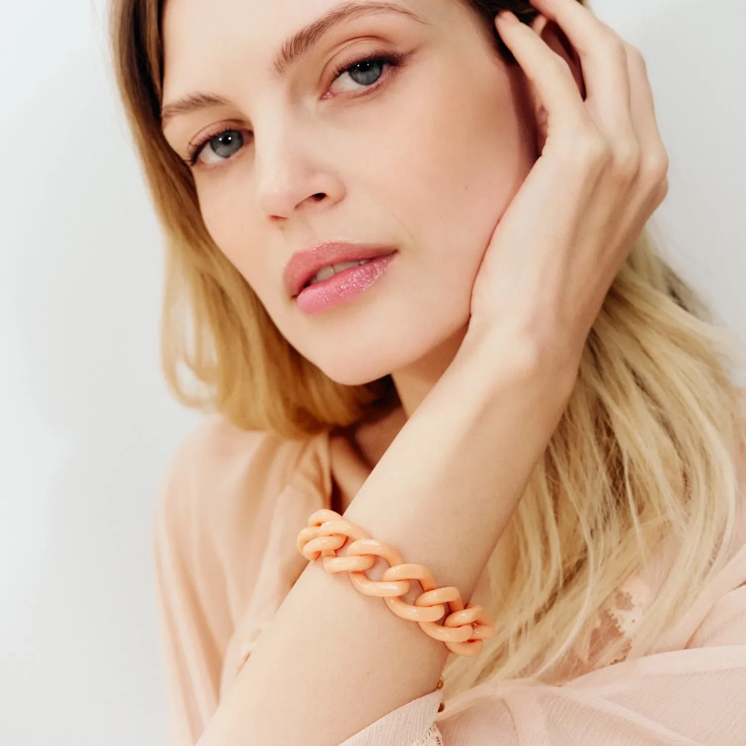 Mini Flat Chain Bracelet Peach