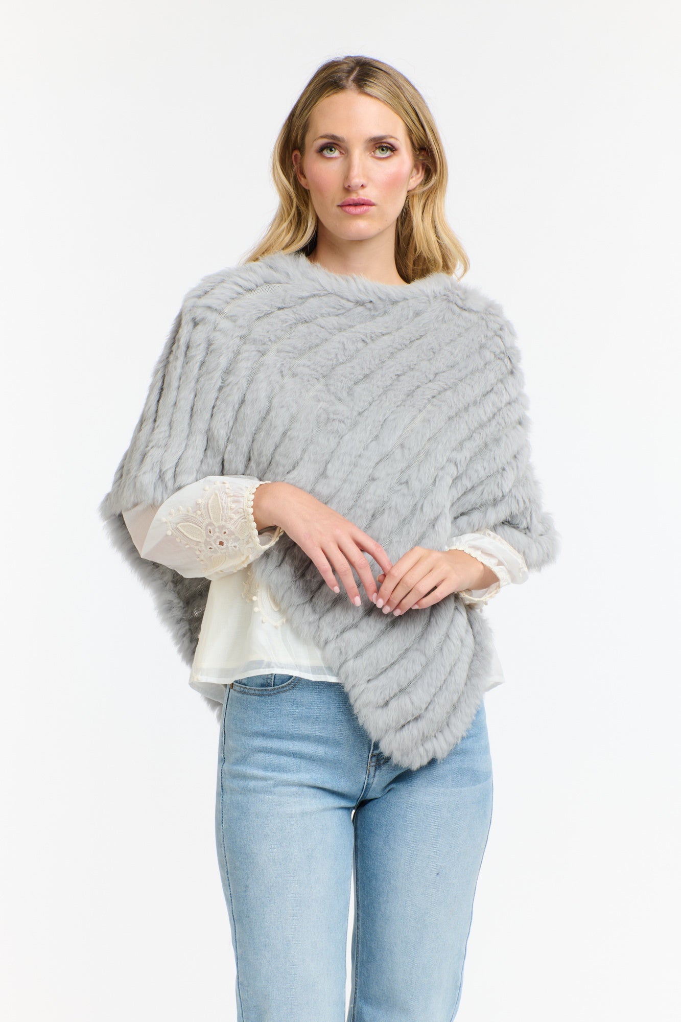 365 Days Fur Poncho - Silver - Presence Hamilton