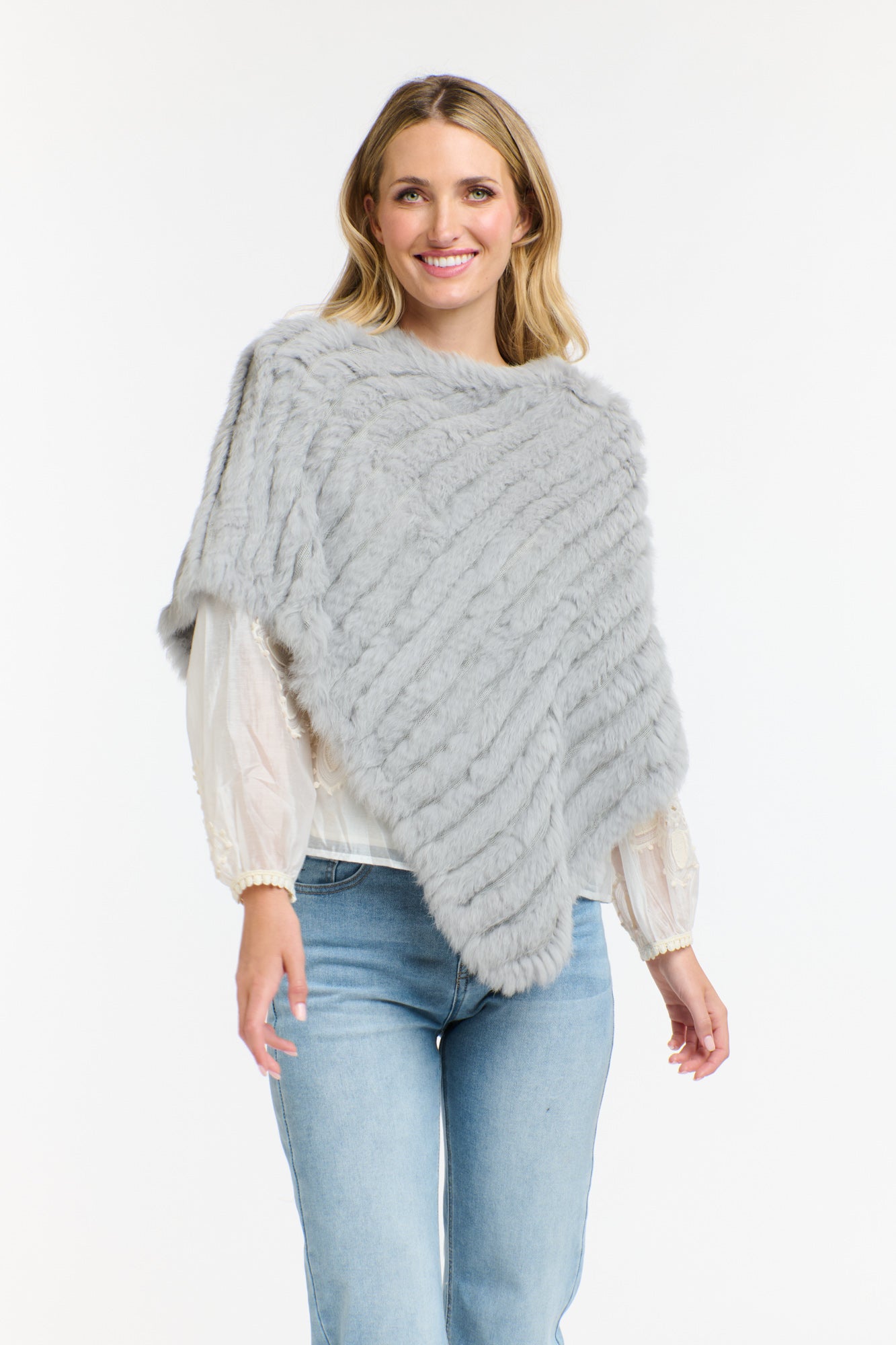 365 Days Fur Poncho - Silver - Presence Hamilton
