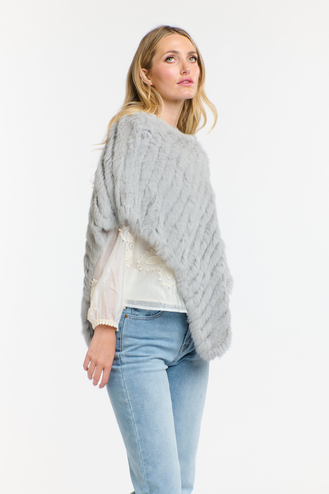 365 Days Fur Poncho - Silver - Presence Hamilton