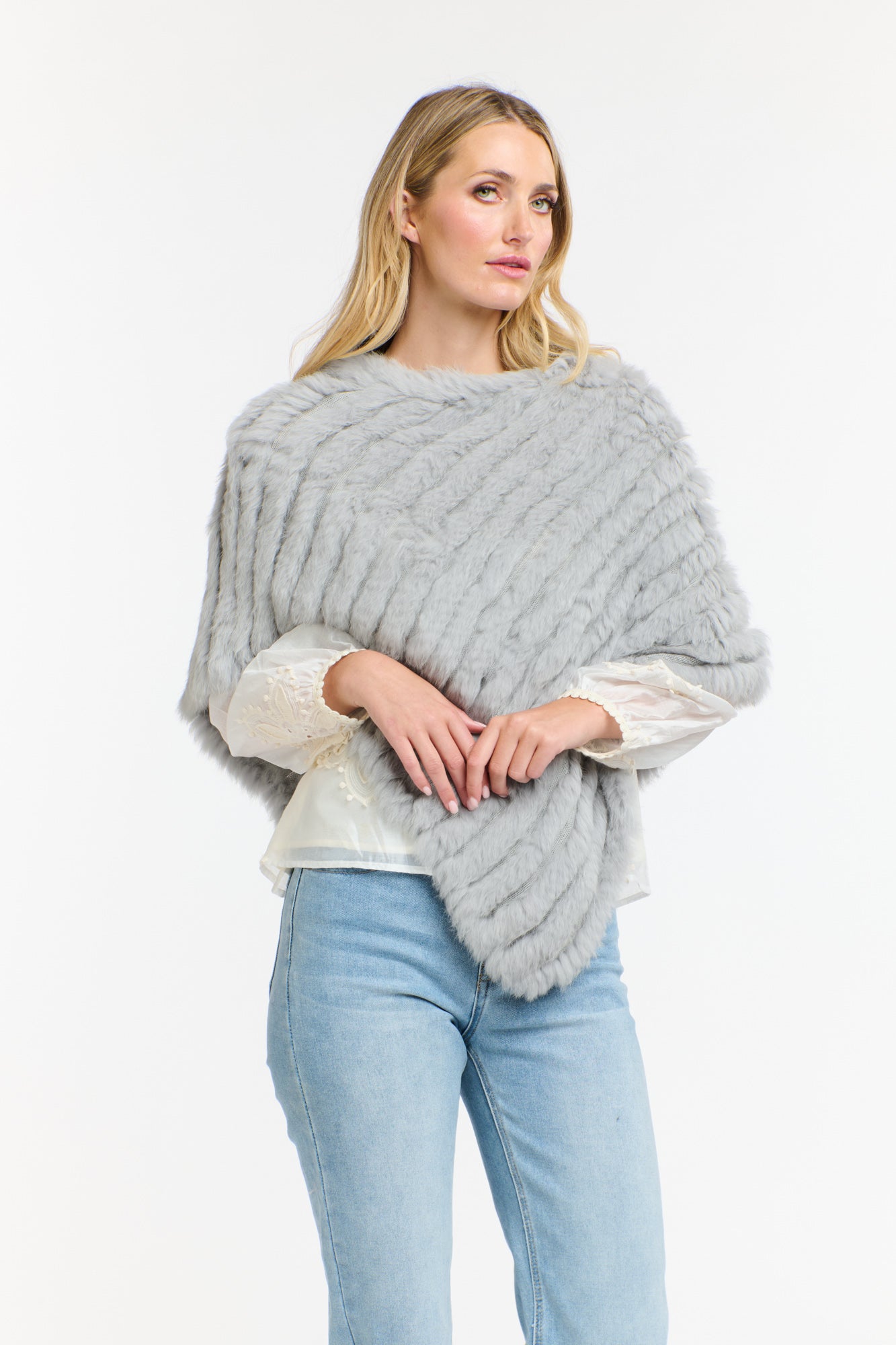 365 Days Fur Poncho - Silver - Presence Hamilton
