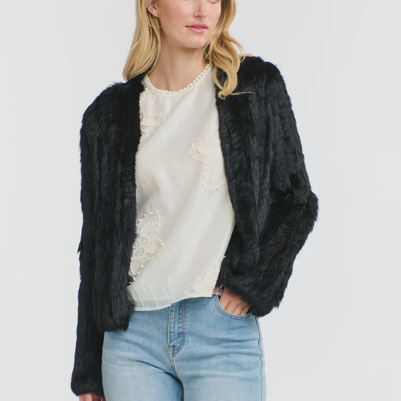 365 Days Fur Cropped Jacket - Black - Presence Hamilton