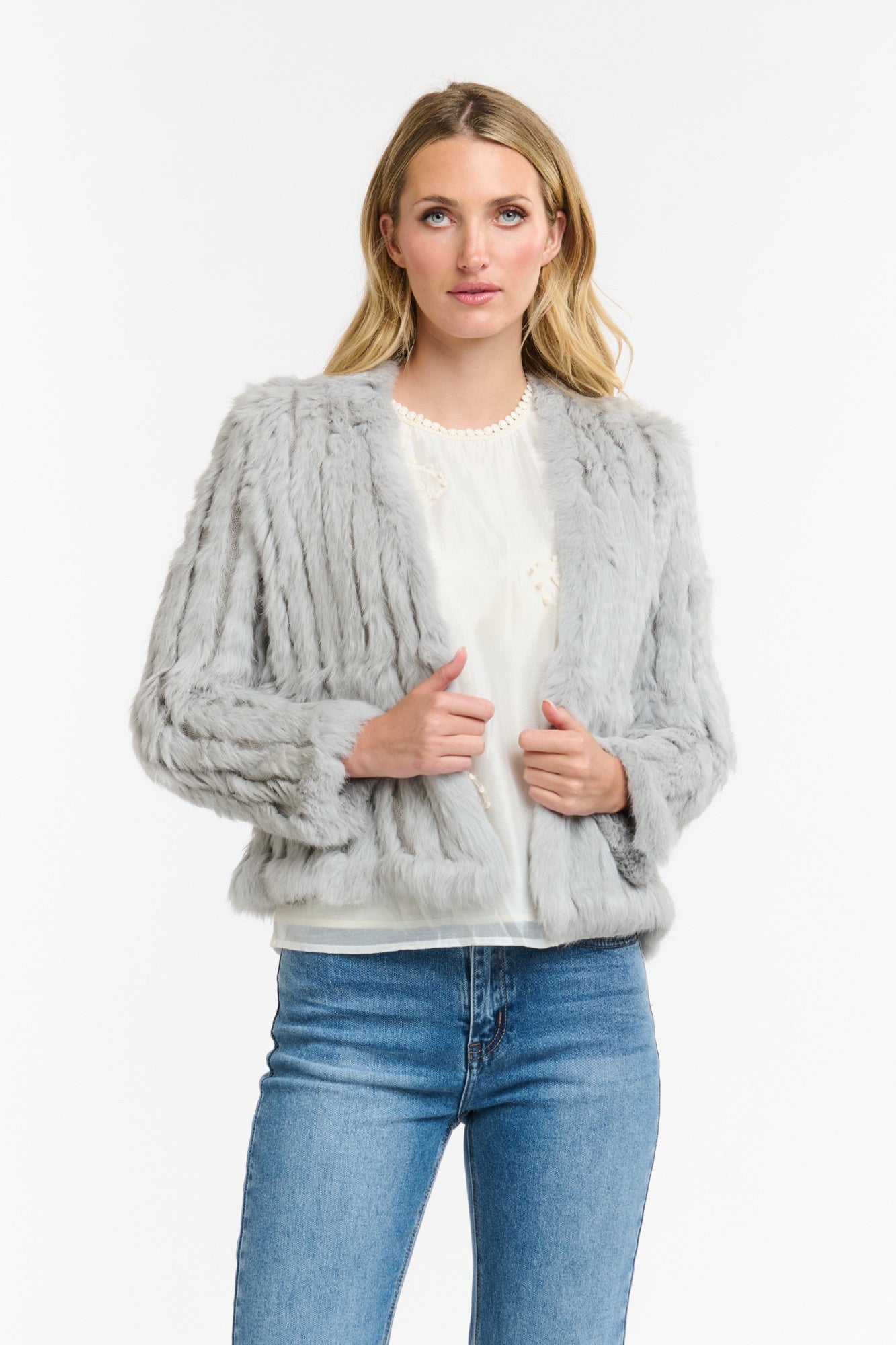 365 Days Fur Cropped Jacket - Silver - Presence Hamilton