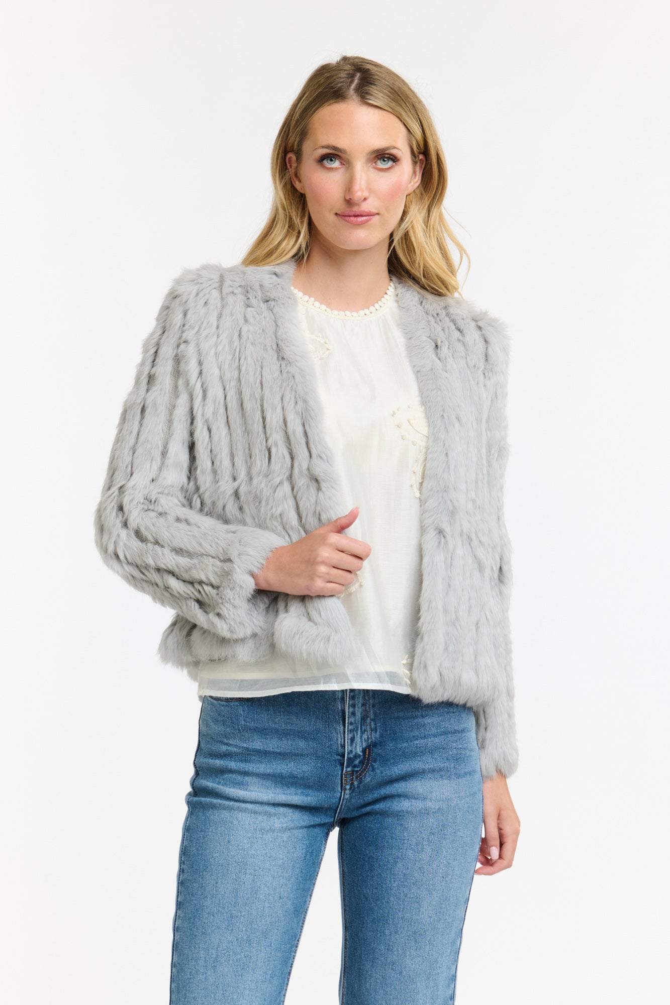 365 Days Fur Cropped Jacket - Silver - Presence Hamilton